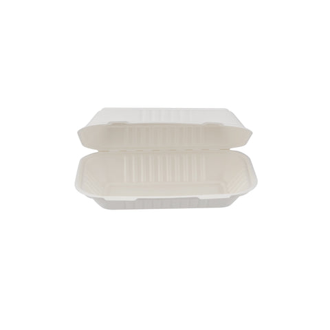250 Pieces Biodegradable Clamshell Multipurpose Rectangular Takeaway Container - Natural Disposable| Eco-Friendly & Compostable