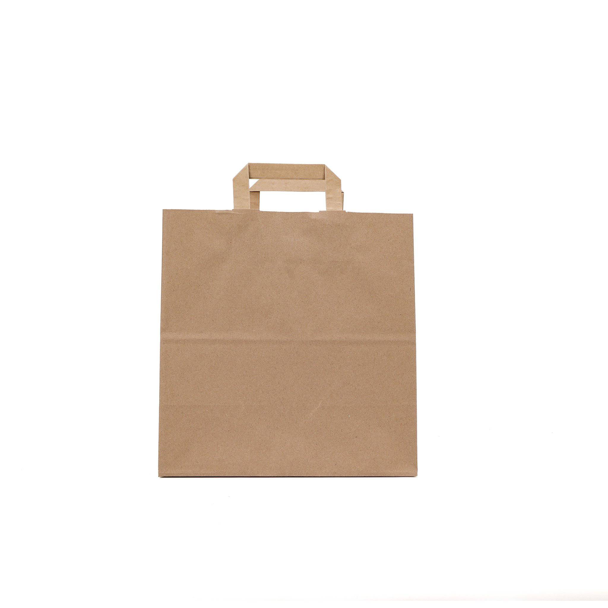 500 Pieces kraft Flat Handle Brown Paper Bag 180X120x200 mm