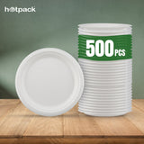 500 Pieces Biodegradable 9 Inch Round Plate -  100% Natural, Compostable, Ecofriendly, Safe & Hygienic Disposable