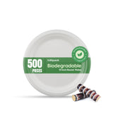 500 Pieces Biodegradable 10 Inch Round  Plates -  100% Natural, Compostable, Ecofriendly, Safe & Hygienic Disposable