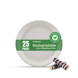 25 pieces Biodegradable 12 Inch Hinged Round Plate - Natural Disposable | Eco-Friendly & Compostable