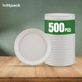 500 pieces Biodegradable 12 Inch Hinged Round Plate - Natural Disposable | Eco-Friendly & Compostable