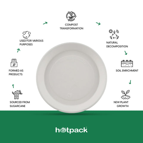 500 pieces Biodegradable 12 Inch  Round Plate - Natural Disposable | Eco-Friendly & Compostable