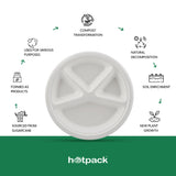 500 pieces Biodegradable 12 inch round 4 compartment plates - Natural Disposable | Eco-Friendly & Compostable
