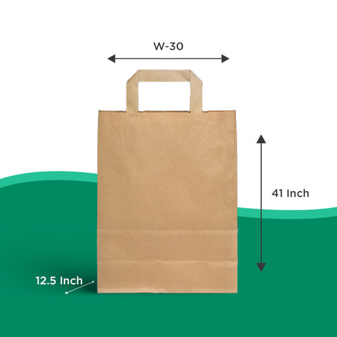 1000 Pieces _Kraft Flat Handle Brown
Paper Bag 30X12.5x41 cm (100GSM)