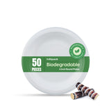 50 Pieces Biodegradable 6 Inch Round Plates - Natural Disposable