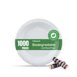 1000 Pieces Biodegradable 6 Inch Round Plates - Natural Disposable | Eco-Friendly & Compostable