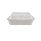 200 Pieces Biodegradable 3 Compartment Hinged Clamshell Multipurpose Square Container - Natural Disposable | Eco-Friendly & Compostable Hotpack