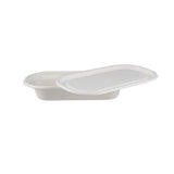 1000 Pieces Biodegradable Hinged 16 Oz Oval Container Base Only - Natural Disposable | Eco-Friendly & Compostable