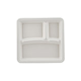 500 Pieces Biodegradable 3 Compartment  10 Inch Square Tray - Natural Disposable | Eco-Friendly & Compostable