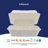25 Pieces Biodegradable Clam Shell Multipurpose 9 Inch Square Container -Natural Disposable