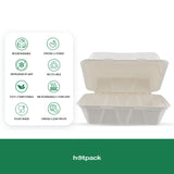 25 Pieces Biodegradable Clam Shell Multipurpose 9 Inch Square Container -Natural Disposable