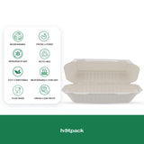 25 Pieces Biodegradable Clamshell Multipurpose Rectangular Takeaway Container (9 X 6 Inch)