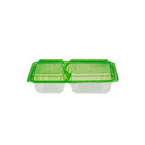 5 Pieces Clear Ribbed Rectangular Microwave 2 Compartment Container With Color Lids