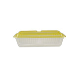 5 Pieces Clear Ribbed Rectangular Microwave 3 Compartment Container With Color Lids