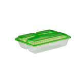 5 Pieces Clear Ribbed Rectangular Microwave 3 Compartment Container With Color Lids