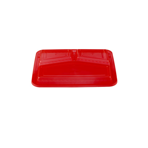 5 Pieces Clear Ribbed Rectangular Microwave 3 Compartment Container With Color Lids