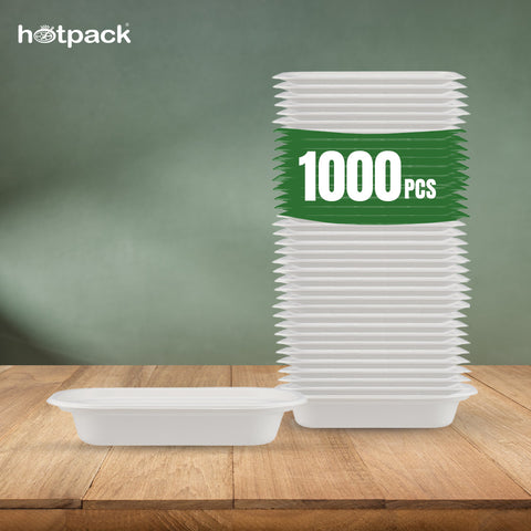 1000 pieces Biodegradable 16 Oz (470 ml ) Oval Container Base Only - Natural Disposable | Eco-Friendly & Compostable