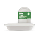 1000 pieces Biodegradable Hinged 16 Oz (470 ml ) Oval Container Base Only - Natural Disposable | Eco-Friendly & Compostable