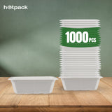 1000 pieces Biodegradable Hinged 25 Oz (750 ml) Rectangular Container Base Only - Natural Disposable | Eco-Friendly & Compostable