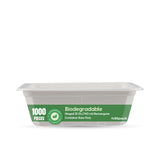 1000 pieces Biodegradable Hinged 25 Oz (750 ml) Rectangular Container Base Only - Natural Disposable | Eco-Friendly & Compostable