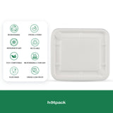 50 pieces Biodegradable Hinged 25 Oz (750 ml )Rectangular Container Lid Only - Natural Disposable