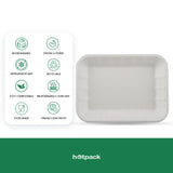 50 pieces Biodegradable Hinged Tray 9.5 x 7 Inch - Natural Disposable | Eco-Friendly & Compostable