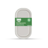 1000 pieces Biodegradable Hinged 16 Oz (470 ml) Oval Container Lid Only -Natural Disposable | Eco-Friendly & Compostable