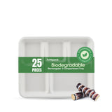 25 pieces Biodegradable Rectangular  5 Compartment Tray - Natural Disposable | Eco-Friendly & Compostable