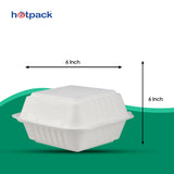 25 Pieces Biodegradable Square 6 Inch Burger Box - Natural Disposable