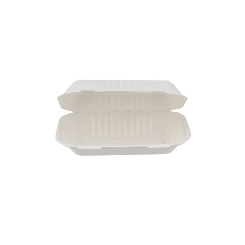 250 Pieces Biodegradable Clamshell Multipurpose Rectangular Takeaway Container - Natural Disposable| Eco-Friendly & Compostable