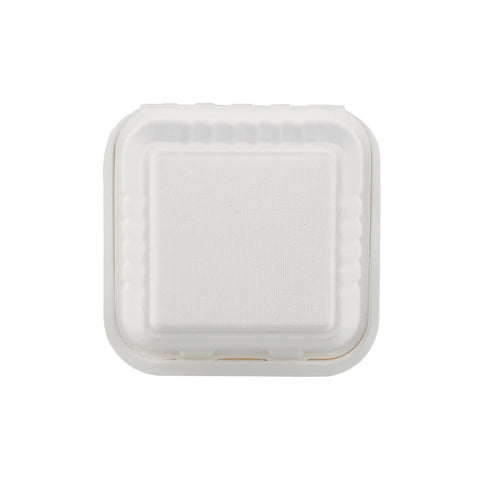 500 Pieces Biodegradable Square 6 Inch Burger Box - Natural Disposable | Eco-Friendly & Compostable