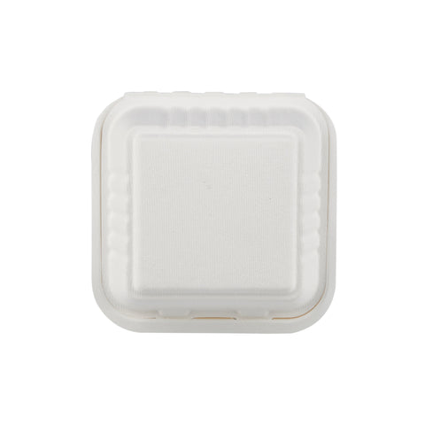 500 Pieces Biodegradable Square 6 Inch Burger Box - Natural Disposable | Eco-Friendly & Compostable