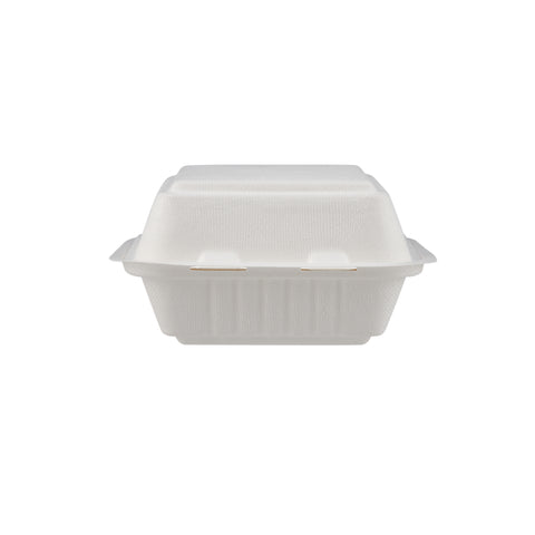 500 Pieces Biodegradable Square 6 Inch Burger Box - Natural Disposable | Eco-Friendly & Compostable