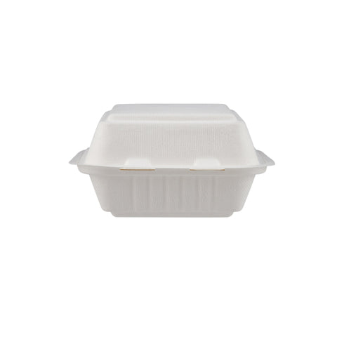 500 Pieces Biodegradable Square 6 Inch Burger Box - Natural Disposable | Eco-Friendly & Compostable