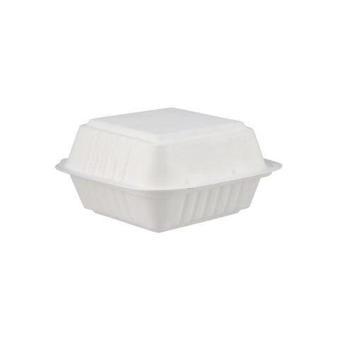 500 Pieces Biodegradable Square 6 Inch Burger Box - Natural Disposable | Eco-Friendly & Compostable