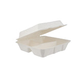 200 Pieces Biodegradable 3 Compartment Hinged Clamshell Multipurpose Square Container - Natural Disposable | Eco-Friendly & Compostable
