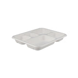500 Pieces Biodegradable 5 Compartment Meal Tray - Natural Disposable | Eco-Friendly & Compostable