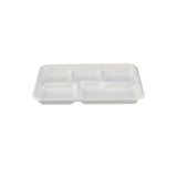 500 Pieces Biodegradable 5 Compartment Tray - Natural Disposable | Eco-Friendly & Compostable