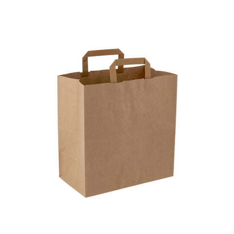 250 Pieces Paper Bag Brown Flat Handle 29x15x30 cm